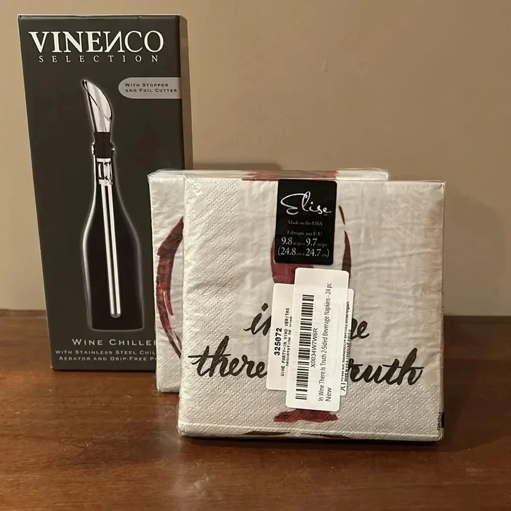 Wine Chiller Gift Set | Wine Chiller | Cocktail Napkins | Gifts | Holiday Gift